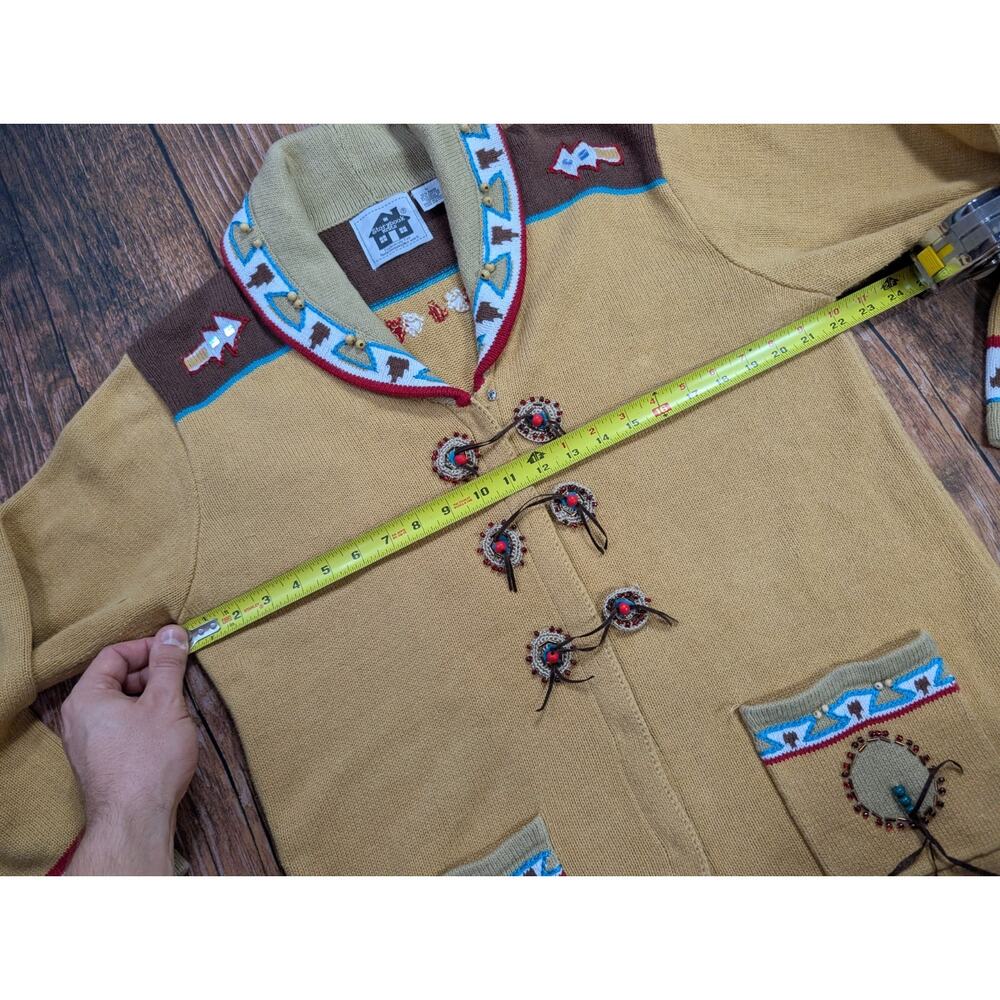 KNITS BY STORYBOOK Womens Native American Southwestern Button Cardigan Large - Picture 16 of 16
